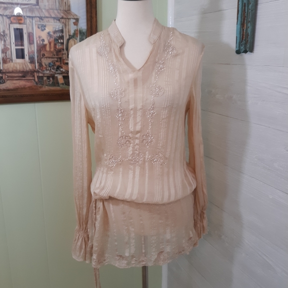 Spiegel Tops - Spiegel sheer silk lace embellished blouse sz 6 *J
